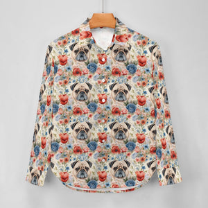 Watercolor Flower Garden Senior Pug Love Women's Shirt - 2 Designs-Apparel-Apparel, Pug, Shirt-4