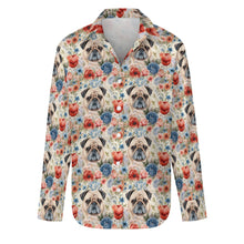Load image into Gallery viewer, Watercolor Flower Garden Senior Pug Love Women&#39;s Shirt - 2 Designs-Apparel-Apparel, Pug, Shirt-S-White-1