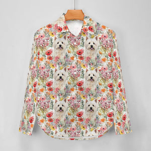 Watercolor Flower Garden Westie Women's Shirt - 3 Designs-Apparel-Apparel, Shirt, West Highland Terrier-5