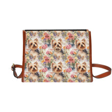 Load image into Gallery viewer, Watercolor Flower Garden Yorkie Waterproof Shoulder Bag-Accessories-Accessories, Bags, Yorkshire Terrier-Black-ONE SIZE-2