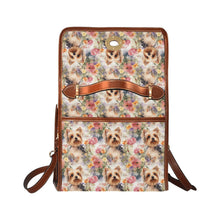Load image into Gallery viewer, Watercolor Flower Garden Yorkie Waterproof Shoulder Bag-Accessories-Accessories, Bags, Yorkshire Terrier-Black-ONE SIZE-5