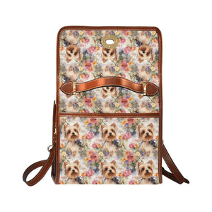 Watercolor Flower Garden Yorkie Waterproof Shoulder Bag-Accessories-Accessories, Bags, Yorkshire Terrier-Black-ONE SIZE-5