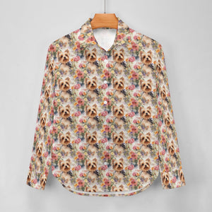 Watercolor Flower Garden Yorkie Women's Shirt - 2 Designs-Apparel-Apparel, Shirt, Yorkshire Terrier-3
