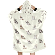 Load image into Gallery viewer, Watercolor French Bulldog Puppies Blanket Hoodie-Blanket-Apparel, Blanket Hoodie, Blankets, Dog Mom Gifts, French Bulldog-13