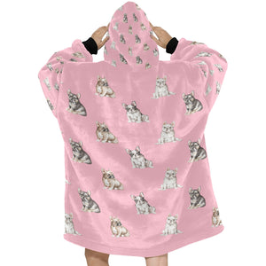 Watercolor French Bulldog Puppies Blanket Hoodie-Blanket-Apparel, Blanket Hoodie, Blankets, Dog Mom Gifts, French Bulldog-16