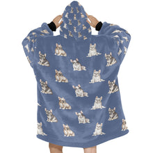 Load image into Gallery viewer, Watercolor French Bulldog Puppies Blanket Hoodie-Blanket-Apparel, Blanket Hoodie, Blankets, Dog Mom Gifts, French Bulldog-25