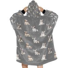 Load image into Gallery viewer, Watercolor French Bulldog Puppies Blanket Hoodie-Blanket-Apparel, Blanket Hoodie, Blankets, Dog Mom Gifts, French Bulldog-28