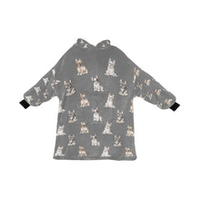 Load image into Gallery viewer, Watercolor French Bulldog Puppies Blanket Hoodie-Blanket-Apparel, Blanket Hoodie, Blankets, Dog Mom Gifts, French Bulldog-Parisian Gray-ONE SIZE-26