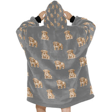 Load image into Gallery viewer, Watercolor French Mastiff Puppies Blanket Hoodie-Blanket-Apparel, Blanket Hoodie, Blankets, Dog Mom Gifts, French Mastiff-28