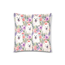 Load image into Gallery viewer, Watercolor Garden American Eskimo Dogs Throw Pillow Cover-Cushion Cover-American Eskimo Dog, Home Decor, Pillows-White-ONESIZE-1