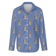 Load image into Gallery viewer, Watercolor German Shepherd Puppies Women&#39;s Shirt-Apparel-Apparel, Dog Mom Gifts, German Shepherd, Shirt-S-CornflowerBlue-24