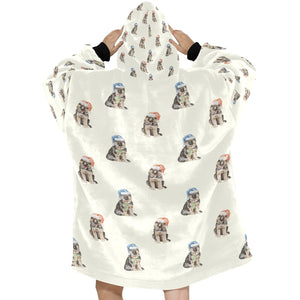 Watercolor German Shepherds Puppies Christmas Blanket Hoodie-Blanket-Apparel, Blanket Hoodie, Blankets, Christmas, Dog Mom Gifts, German Shepherd-15