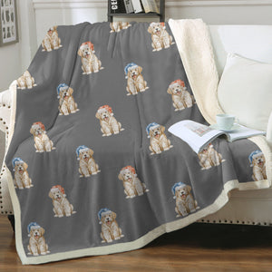 Watercolor Golden Retriever Puppies Christmas Fleece Blanket - 8 Colors-Blanket-Bedding, Blankets, Christmas, Golden Retriever, Home Decor-16