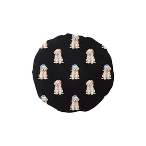 Watercolor Golden Retriever Puppies Elastic Reusable Shower Caps-Accessories-Black-ONE SIZE-33