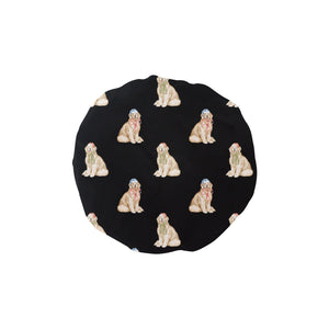 Watercolor Golden Retrievers Christmas Elastic Reusable Shower Caps-Accessories-Black-ONE SIZE-32