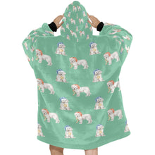 Load image into Gallery viewer, Watercolor Great Pyrenees Puppies Christmas Blanket Hoodie-Blanket-Apparel, Blanket Hoodie, Blankets, Christmas, Dog Mom Gifts, Great Pyrenees-30