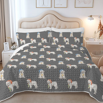 Watercolor Great Pyrenees Puppies Christmas Quilted Bedding Set-Bedding-Bedding,Blankets,Christmas,Home Decor-14