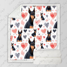 Load image into Gallery viewer, Watercolor Hearts and Doberman Love Soft Warm Fleece Blanket-Blanket-Blankets, Doberman, Home Decor-3