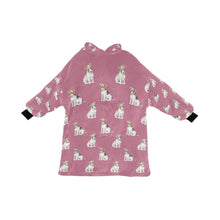 Load image into Gallery viewer, Watercolor Jack Russell Terrier Puppies Blanket Hoodie-Blanket-Apparel, Blanket Hoodie, Blankets, Dog Mom Gifts, Jack Russell Terrier-Dusty Pink-ONE SIZE-14