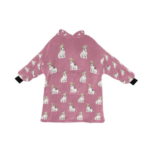 Watercolor Jack Russell Terrier Puppies Blanket Hoodie-Blanket-Apparel, Blanket Hoodie, Blankets, Dog Mom Gifts, Jack Russell Terrier-Dusty Pink-ONE SIZE-14