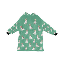 Load image into Gallery viewer, Watercolor Jack Russell Terrier Puppies Blanket Hoodie-Blanket-Apparel, Blanket Hoodie, Blankets, Dog Mom Gifts, Jack Russell Terrier-Mint Green-ONE SIZE-8