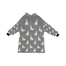 Load image into Gallery viewer, Watercolor Jack Russell Terrier Puppies Blanket Hoodie-Blanket-Apparel, Blanket Hoodie, Blankets, Dog Mom Gifts, Jack Russell Terrier-Parisian Gray-ONE SIZE-24