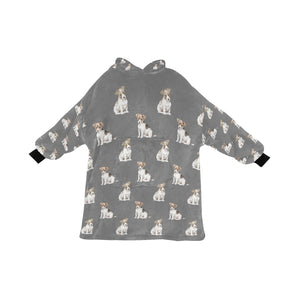 Watercolor Jack Russell Terrier Puppies Blanket Hoodie-Blanket-Apparel, Blanket Hoodie, Blankets, Dog Mom Gifts, Jack Russell Terrier-Parisian Gray-ONE SIZE-24