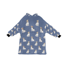 Load image into Gallery viewer, Watercolor Jack Russell Terrier Puppies Blanket Hoodie-Blanket-Apparel, Blanket Hoodie, Blankets, Dog Mom Gifts, Jack Russell Terrier-Slate Blue-ONE SIZE-20