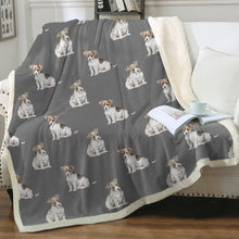 Load image into Gallery viewer, Watercolor Jack Russell Terrier Puppies Fleece Blanket - 8 Colors-Blanket-Bedding, Blankets, Home Decor, Jack Russell Terrier-7