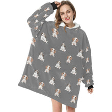 Load image into Gallery viewer, Watercolor King Charles Spaniel Puppies Blanket Hoodie-Blanket-Apparel, Blanket Hoodie, Blankets, Cavalier King Charles Spaniel, Dog Mom Gifts-6