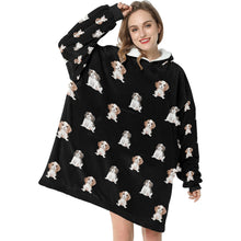 Load image into Gallery viewer, Watercolor King Charles Spaniel Puppies Blanket Hoodie-Blanket-Apparel, Blanket Hoodie, Blankets, Cavalier King Charles Spaniel, Dog Mom Gifts-7