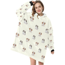 Load image into Gallery viewer, Watercolor King Charles Spaniel Puppies Blanket Hoodie-Blanket-Apparel, Blanket Hoodie, Blankets, Cavalier King Charles Spaniel, Dog Mom Gifts-1