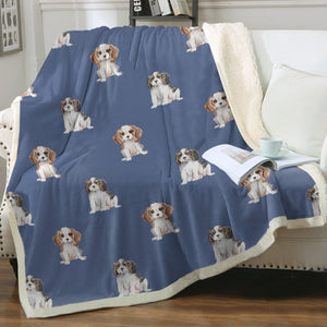 Watercolor King Charles Spaniel Puppies Fleece Blanket - 8 Colors-Blanket-Bedding, Blankets, Cavalier King Charles Spaniel, Home Decor-9