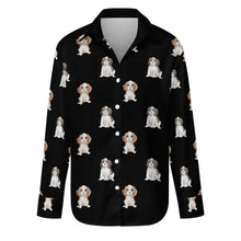 Load image into Gallery viewer, Watercolor King Charles Spaniel Puppies Women&#39;s Shirt-Apparel-Apparel, Cavalier King Charles Spaniel, Dog Mom Gifts, Shirt-S-Black-40