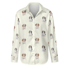 Load image into Gallery viewer, Watercolor King Charles Spaniel Puppies Women&#39;s Shirt-Apparel-Apparel, Cavalier King Charles Spaniel, Dog Mom Gifts, Shirt-S-Ivory-1