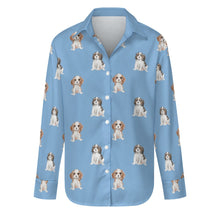 Load image into Gallery viewer, Watercolor King Charles Spaniel Puppies Women&#39;s Shirt-Apparel-Apparel, Cavalier King Charles Spaniel, Dog Mom Gifts, Shirt-S-LightSkyBlue-16