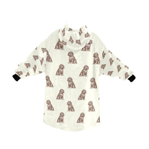 Watercolor Liver Cocker Spaniels Blanket Hoodie-Blanket-Apparel, Blanket Hoodie, Blankets, Cocker Spaniel, Dog Mom Gifts-14