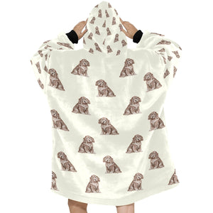 Watercolor Liver Cocker Spaniels Blanket Hoodie-Blanket-Apparel, Blanket Hoodie, Blankets, Cocker Spaniel, Dog Mom Gifts-15