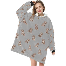 Load image into Gallery viewer, Watercolor Liver Cocker Spaniels Blanket Hoodie-Blanket-Apparel, Blanket Hoodie, Blankets, Cocker Spaniel, Dog Mom Gifts-8