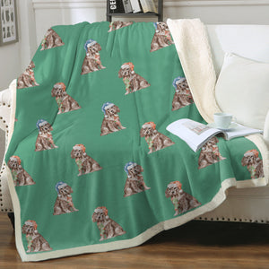 Watercolor Liver Cocker Spaniels Christmas Fleece Blanket - 8 Colors-Blanket-Bedding, Blankets, Christmas, Cocker Spaniel, Home Decor-11