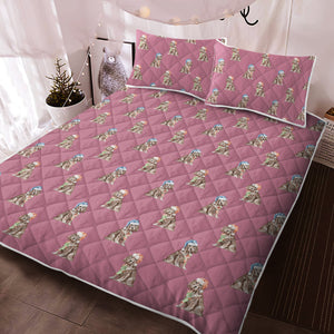 Watercolor Liver Cocker Spaniels Christmas Quilted Bedding Set-Bedding-Bedding, Blankets, Christmas, Cocker Spaniel, Home Decor-Dusty Pink-With Matching Pillowcases-Twin-11