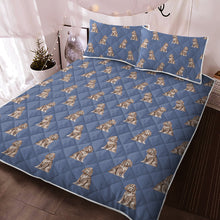 Load image into Gallery viewer, Watercolor Liver Cocker Spaniels Quilted Bedding Set - 5 Colors-Bedding-Bedding, Blankets, Cocker Spaniel, Home Decor-Cornflower Blue-With Matching Pillowcases-Twin-12