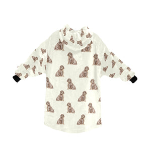 Watercolor Liver Tan Cocker Spaniels Blanket Hoodie-Blanket-Apparel, Blanket Hoodie, Blankets, Cocker Spaniel, Dog Mom Gifts-12