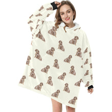 Load image into Gallery viewer, Watercolor Liver Tan Cocker Spaniels Blanket Hoodie-Blanket-Apparel, Blanket Hoodie, Blankets, Cocker Spaniel, Dog Mom Gifts-2