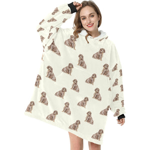 Watercolor Liver Tan Cocker Spaniels Blanket Hoodie-Blanket-Apparel, Blanket Hoodie, Blankets, Cocker Spaniel, Dog Mom Gifts-2