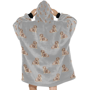 Watercolor Liver Tan Cocker Spaniels Blanket Hoodie-Blanket-Apparel, Blanket Hoodie, Blankets, Cocker Spaniel, Dog Mom Gifts-33