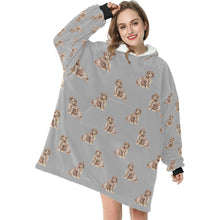 Load image into Gallery viewer, Watercolor Liver Tan Cocker Spaniels Blanket Hoodie-Blanket-Apparel, Blanket Hoodie, Blankets, Cocker Spaniel, Dog Mom Gifts-8