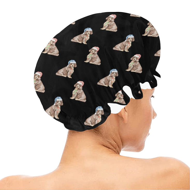 Watercolor Liver Tan Cocker Spaniels Christmas Reusable Shower Caps-Accessories-Accessories, Christmas, Cocker Spaniel, Dog Mom Gifts-16