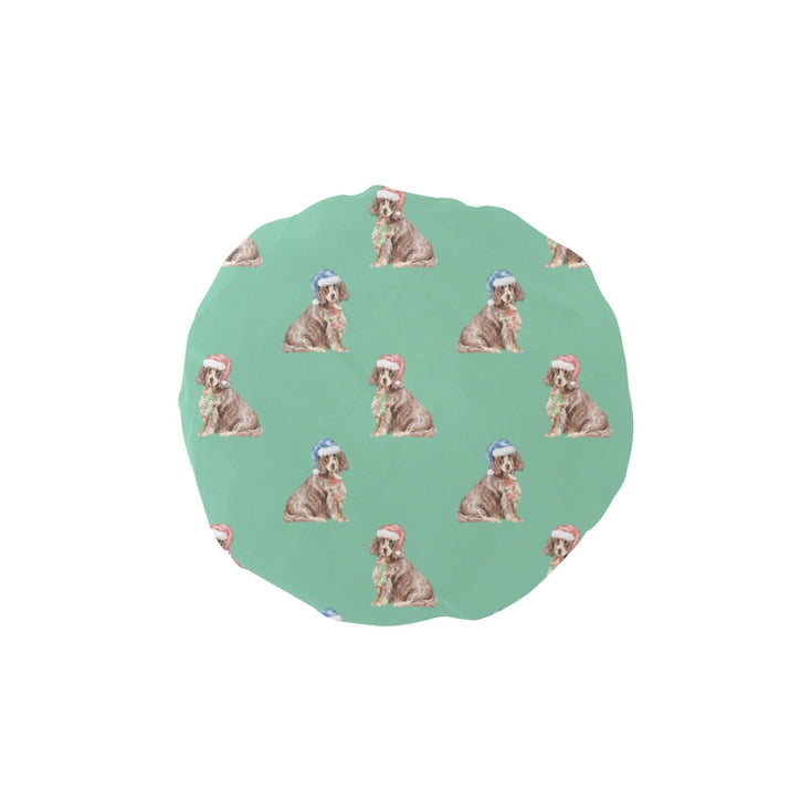 Watercolor Liver Tan Cocker Spaniels Christmas Reusable Shower Caps-Accessories-Accessories, Christmas, Cocker Spaniel, Dog Mom Gifts-Mint Green-ONE SIZE-14