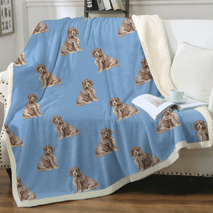 Watercolor Liver Tan Cocker Spaniels Fleece Blanket - 8 Colors-Blanket-Bedding, Blankets, Cocker Spaniel, Home Decor-12